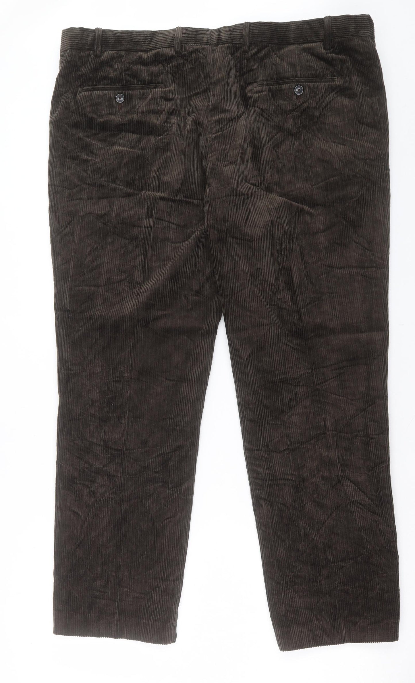 Marks and Spencer Mens Green Cotton Straight Jeans Size 44 in L31 in Regular Button