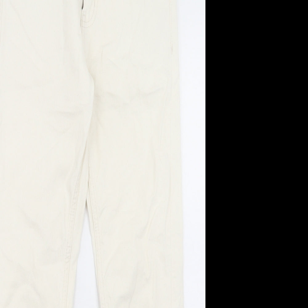 Marks and Spencer Womens Beige Cotton Straight Jeans Size 10 L27 in Slim Button