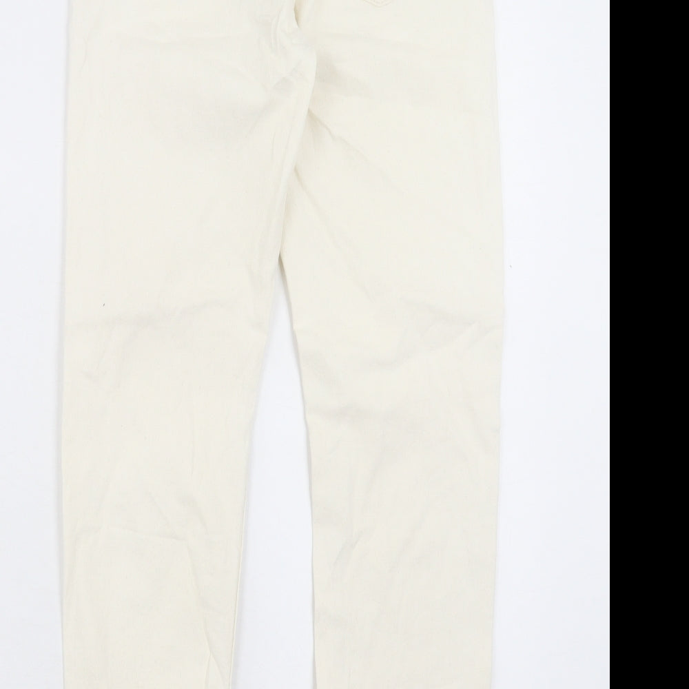 Marks and Spencer Womens Beige Cotton Straight Jeans Size 10 L27 in Slim Button
