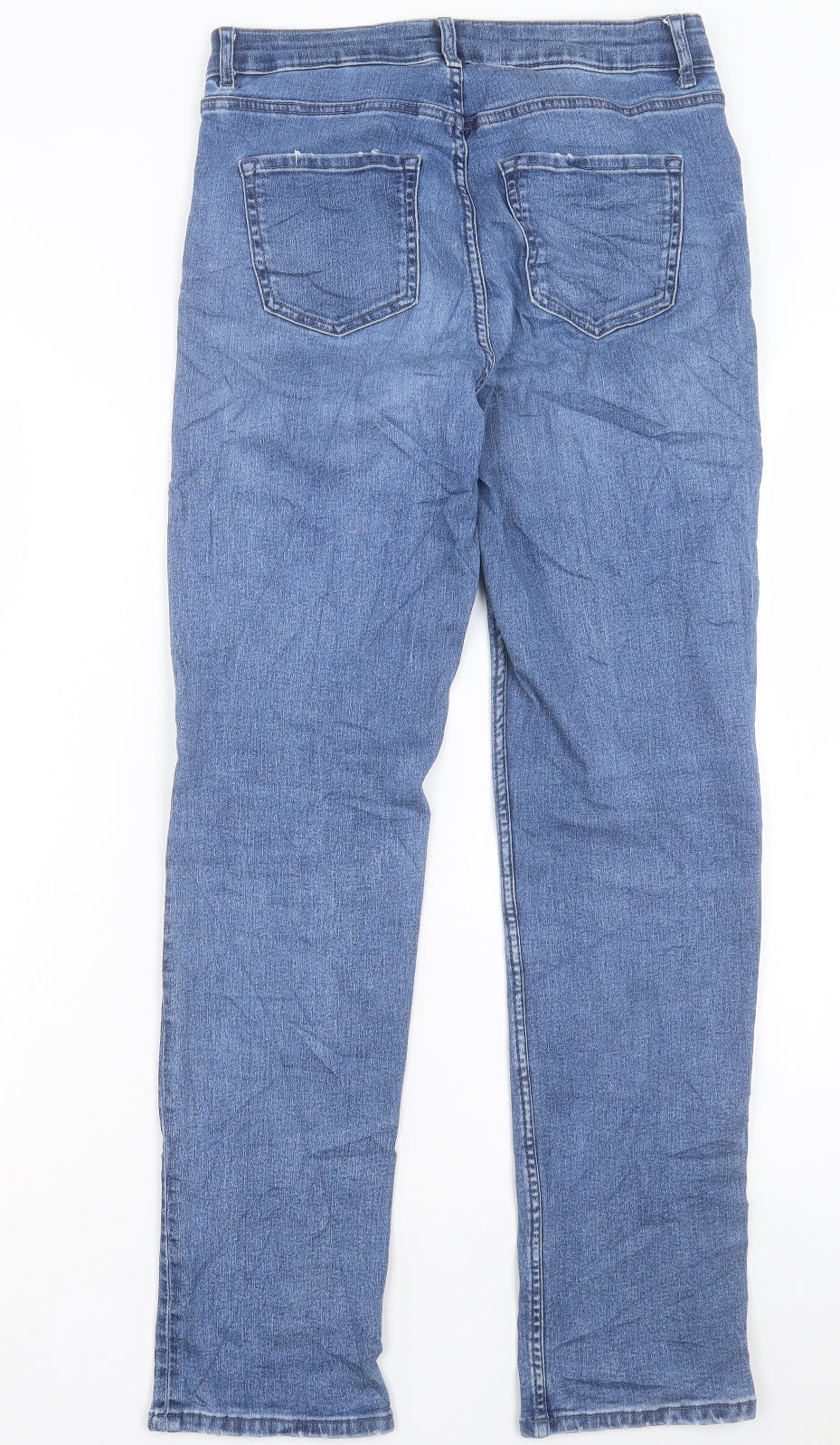 Marks and Spencer Womens Blue Cotton Straight Jeans Size 10 L30 in Regular Button