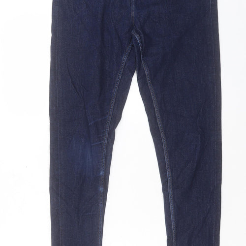 Marks and Spencer Womens Blue Cotton Skinny Jeans Size 10 L31 in Regular Button