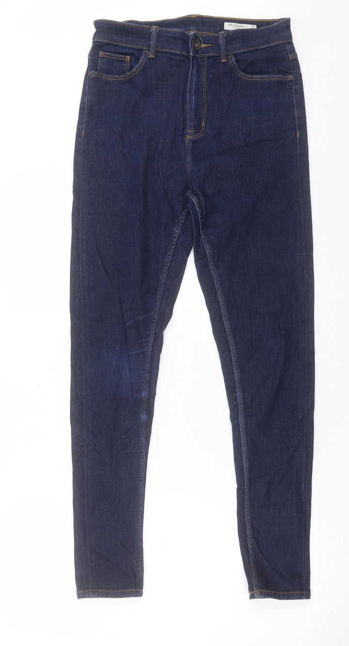 Marks and Spencer Womens Blue Cotton Skinny Jeans Size 10 L31 in Regular Button