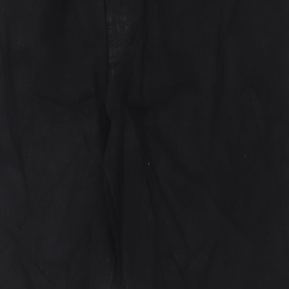 Marks and Spencer Mens Black Cotton Straight Jeans Size 38 in L31 in Regular Button