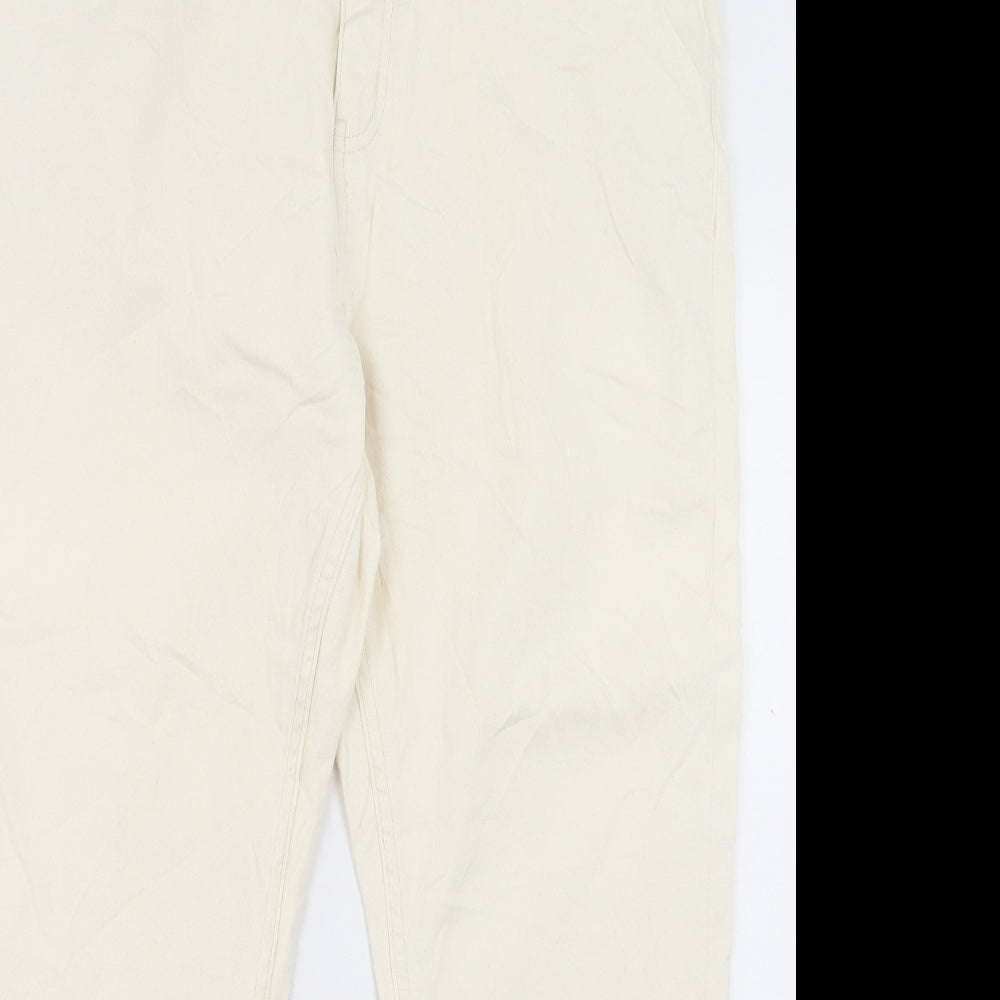Marks and Spencer Womens Beige Cotton Straight Jeans Size 18 L27 in Slim Button