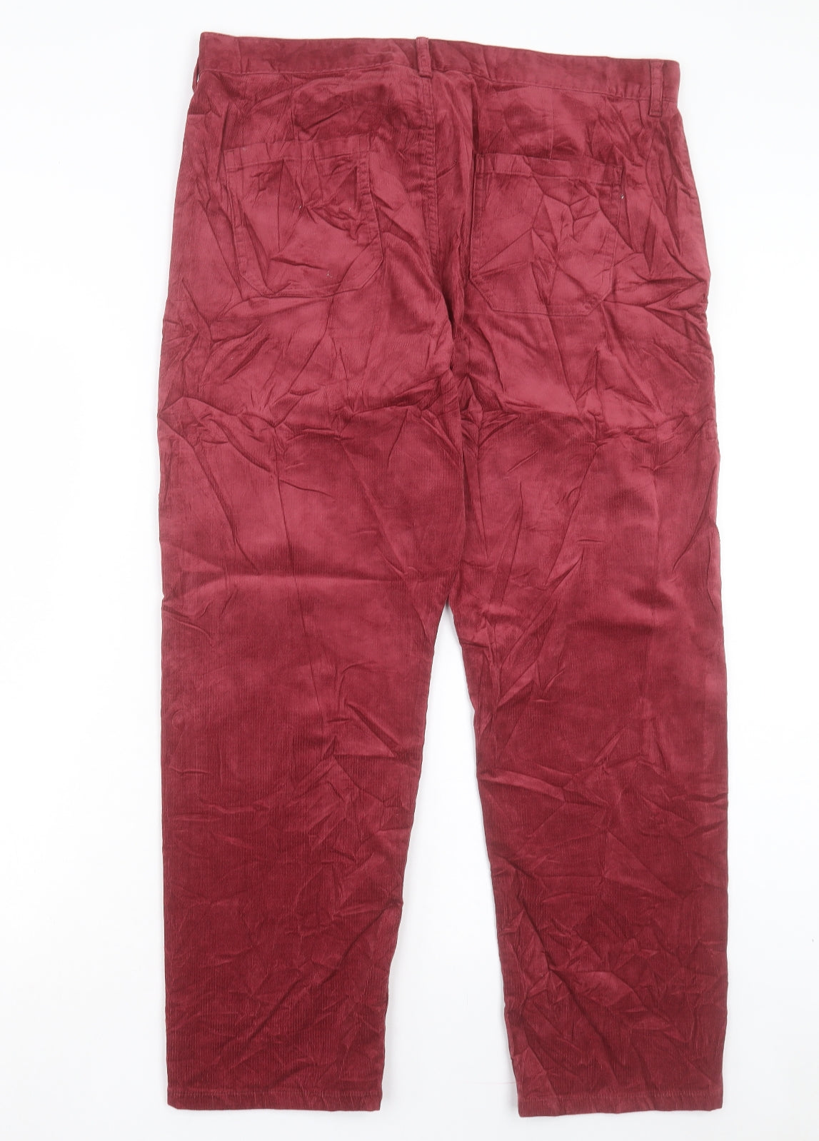 Per Una Womens Red Cotton Straight Jeans Size 18 L28 in Regular Button - Ankle Grazer