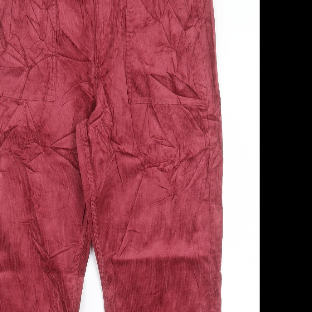 Per Una Womens Red Cotton Straight Jeans Size 18 L28 in Regular Button - Ankle Grazer