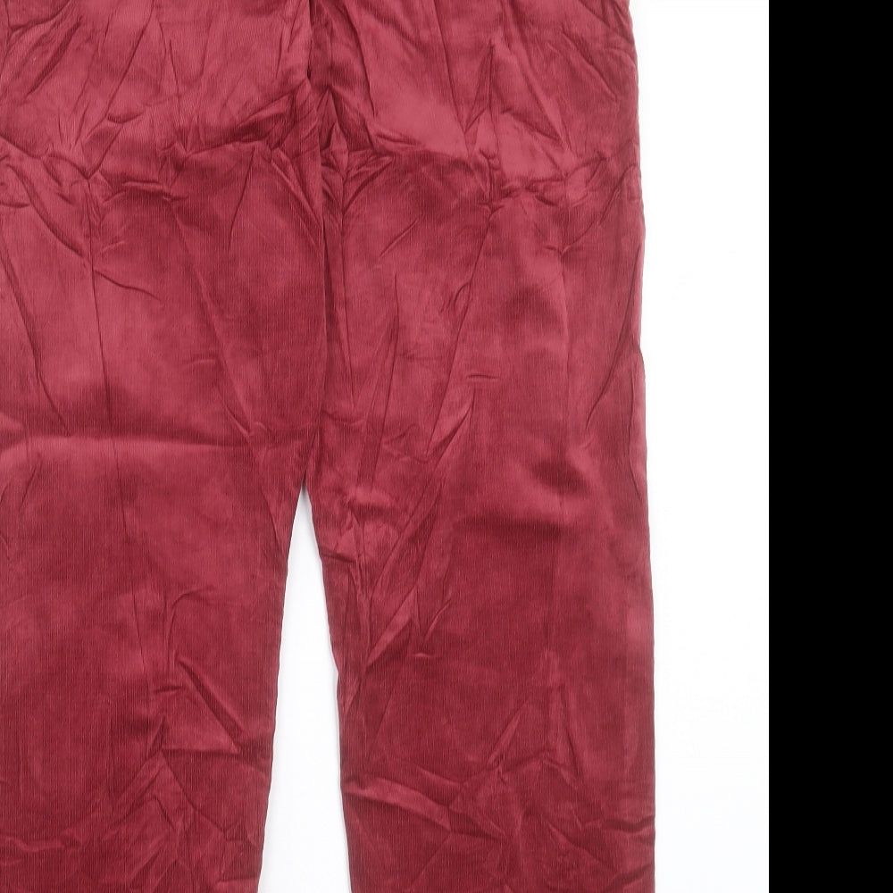 Per Una Womens Red Cotton Straight Jeans Size 18 L28 in Regular Button - Ankle Grazer