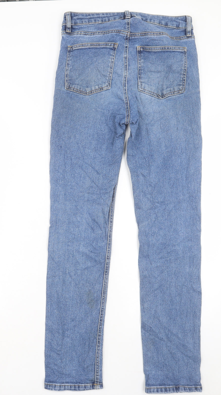 Warehouse Womens Blue Cotton Straight Jeans Size 10 L29 in Regular Button