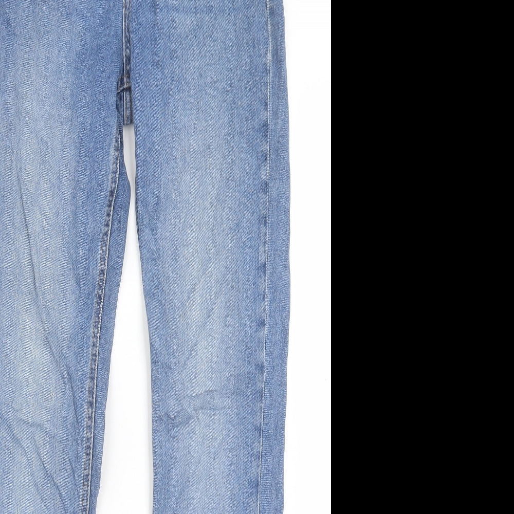 Warehouse Womens Blue Cotton Straight Jeans Size 10 L29 in Regular Button