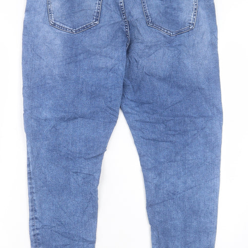 Marks and Spencer Womens Blue Cotton Skinny Jeans Size 16 L28 in Regular Button