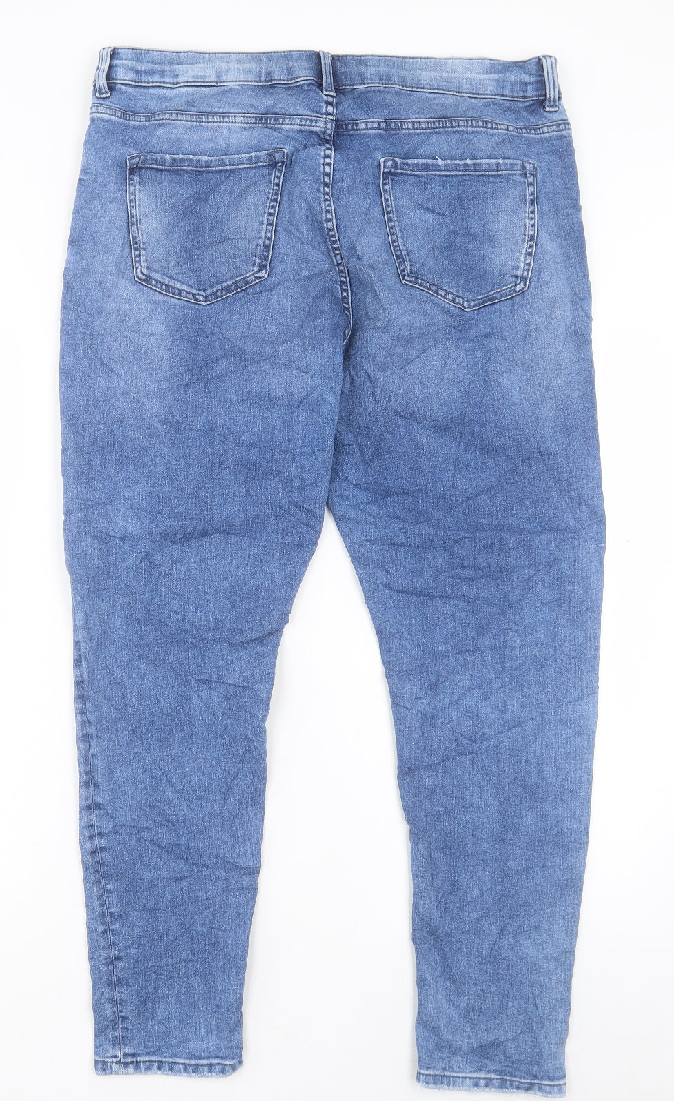 Marks and Spencer Womens Blue Cotton Skinny Jeans Size 16 L28 in Regular Button