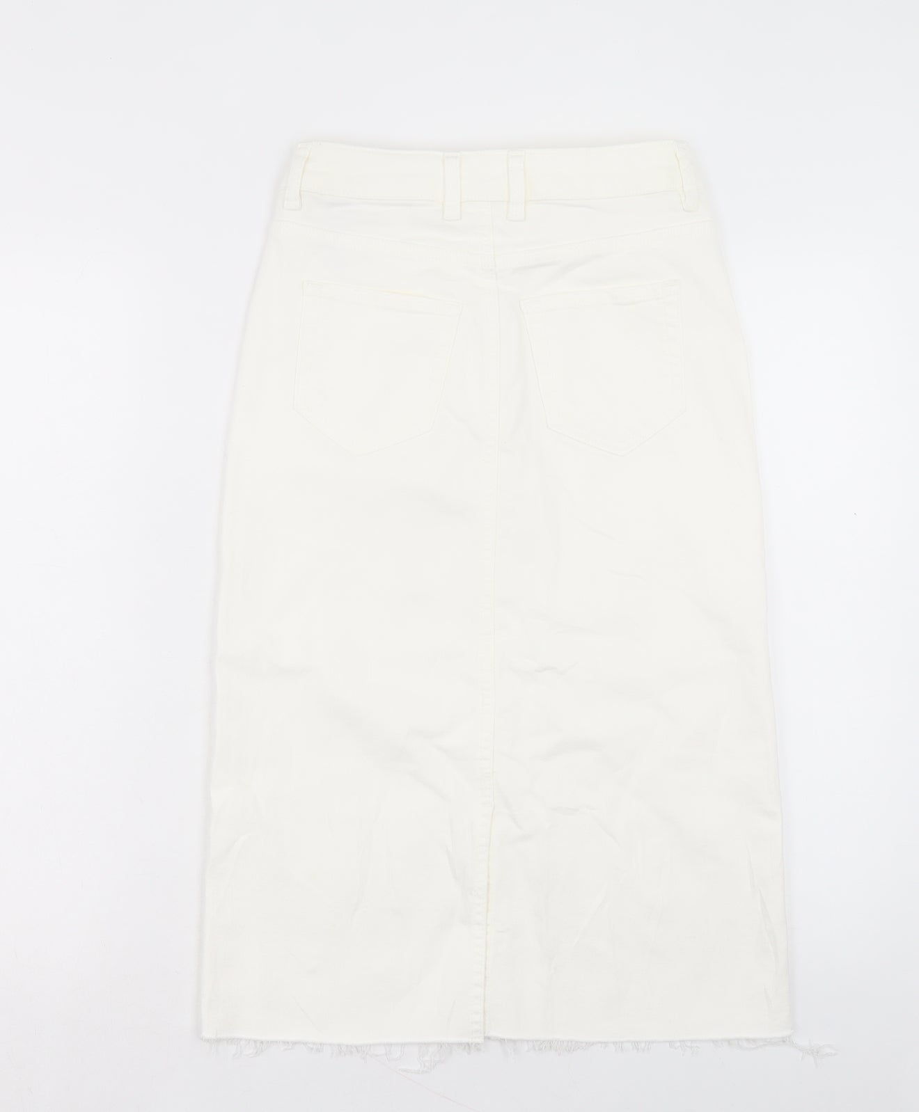 Marks and Spencer Womens White Cotton A-Line Skirt Size 6 Button