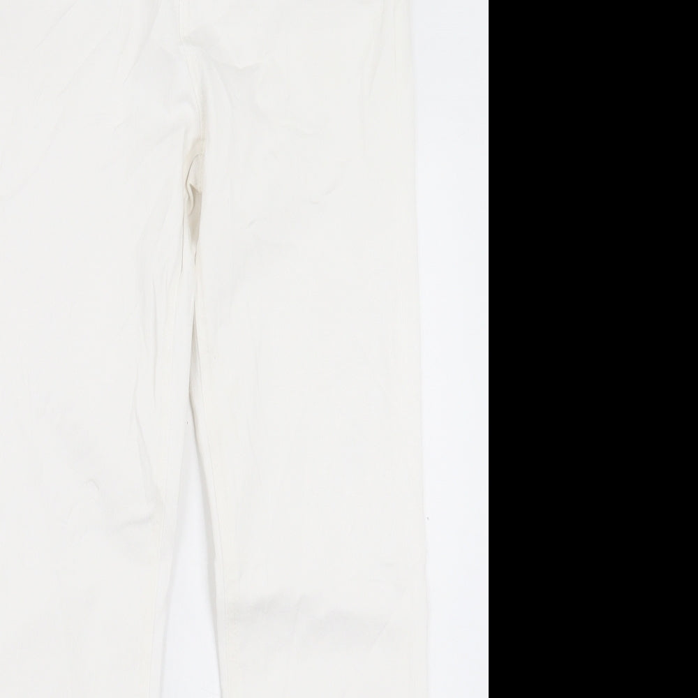 Marks and Spencer Womens White Cotton Straight Jeans Size 12 L29 in Regular Button