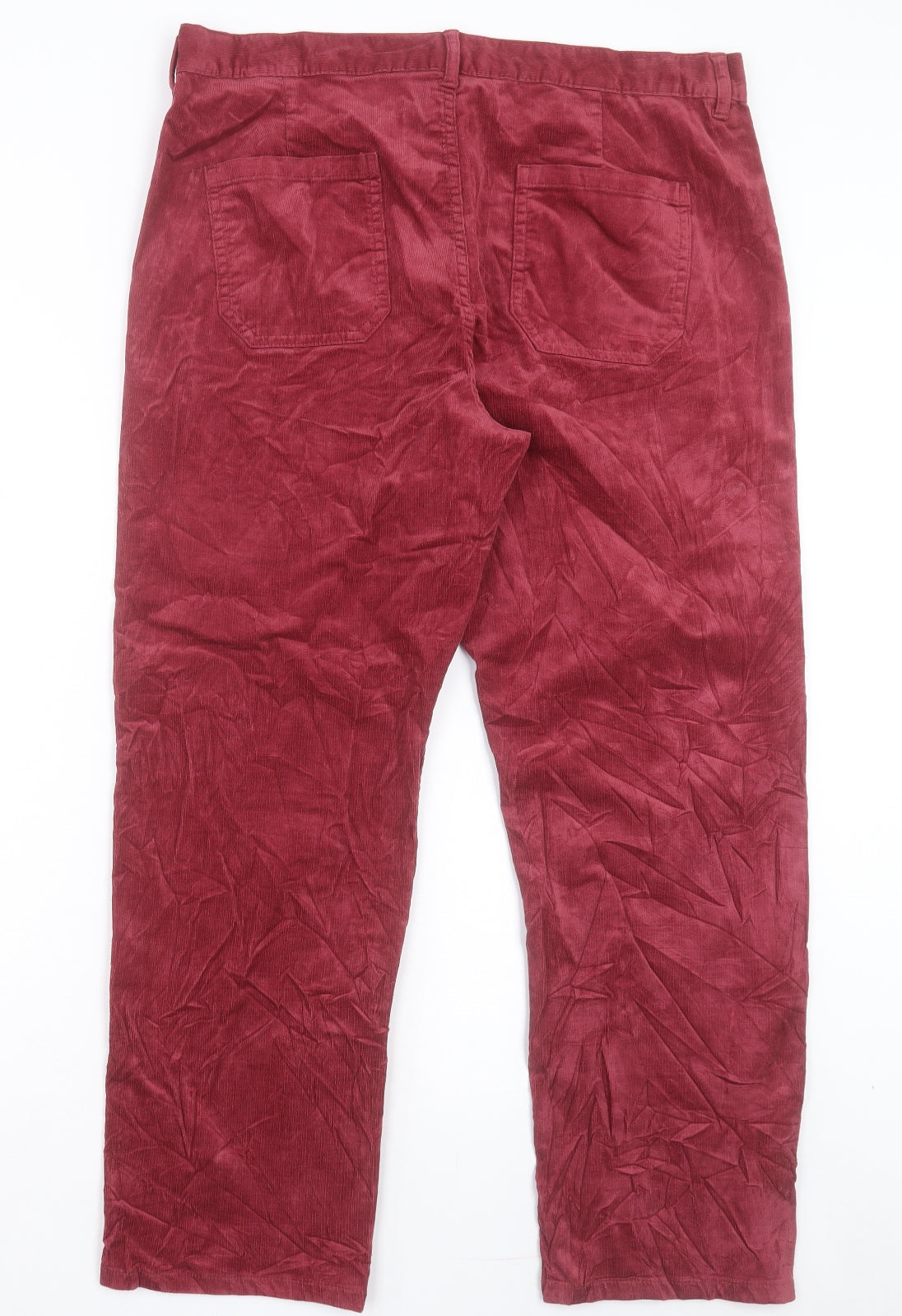 Marks and Spencer Womens Red Cotton Straight Jeans Size 18 L27 in Regular Button - Ankle Grazer