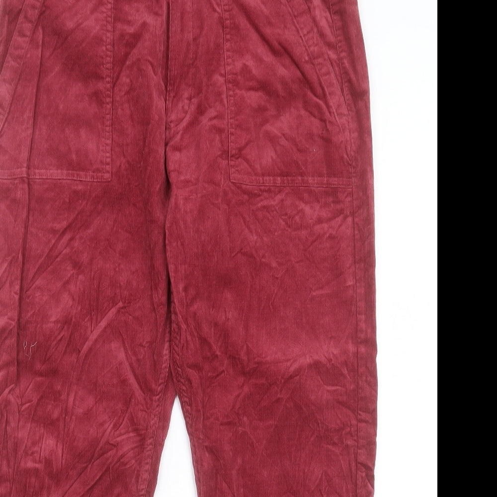 Marks and Spencer Womens Red Cotton Straight Jeans Size 18 L27 in Regular Button - Ankle Grazer
