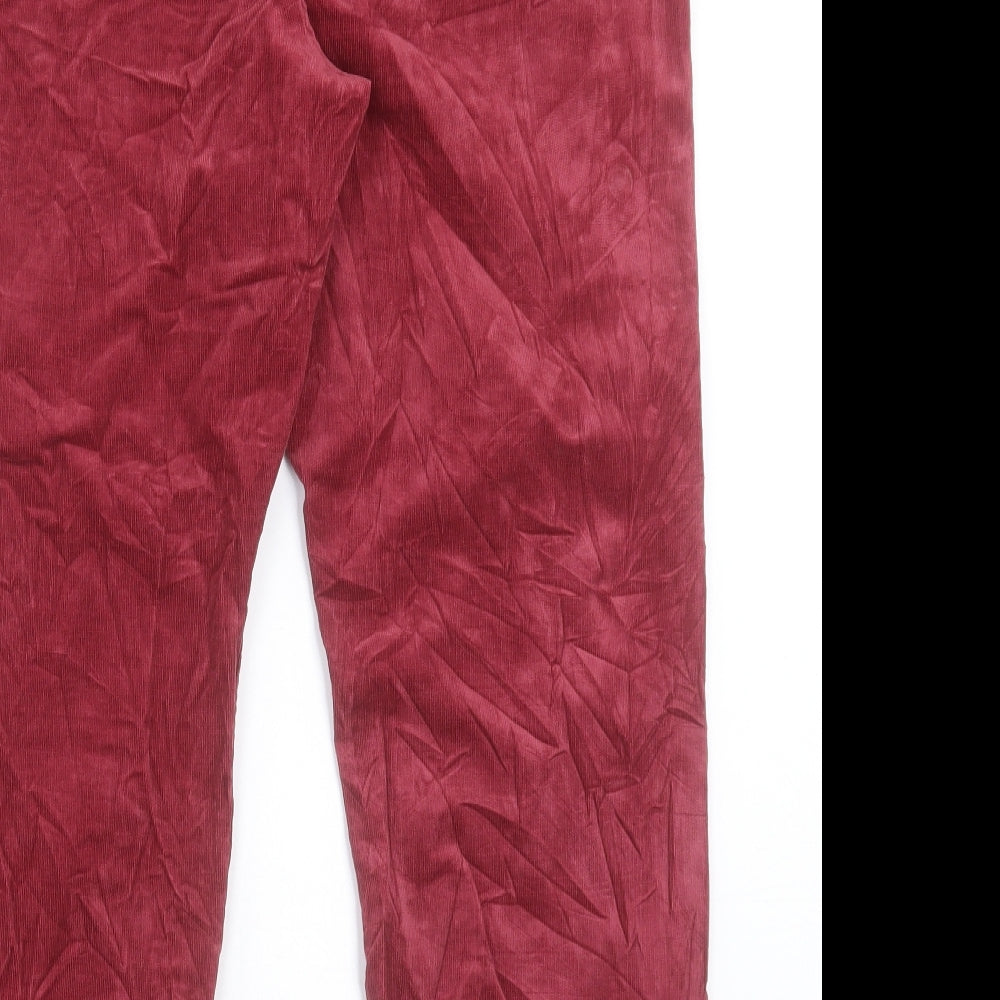 Marks and Spencer Womens Red Cotton Straight Jeans Size 18 L27 in Regular Button - Ankle Grazer