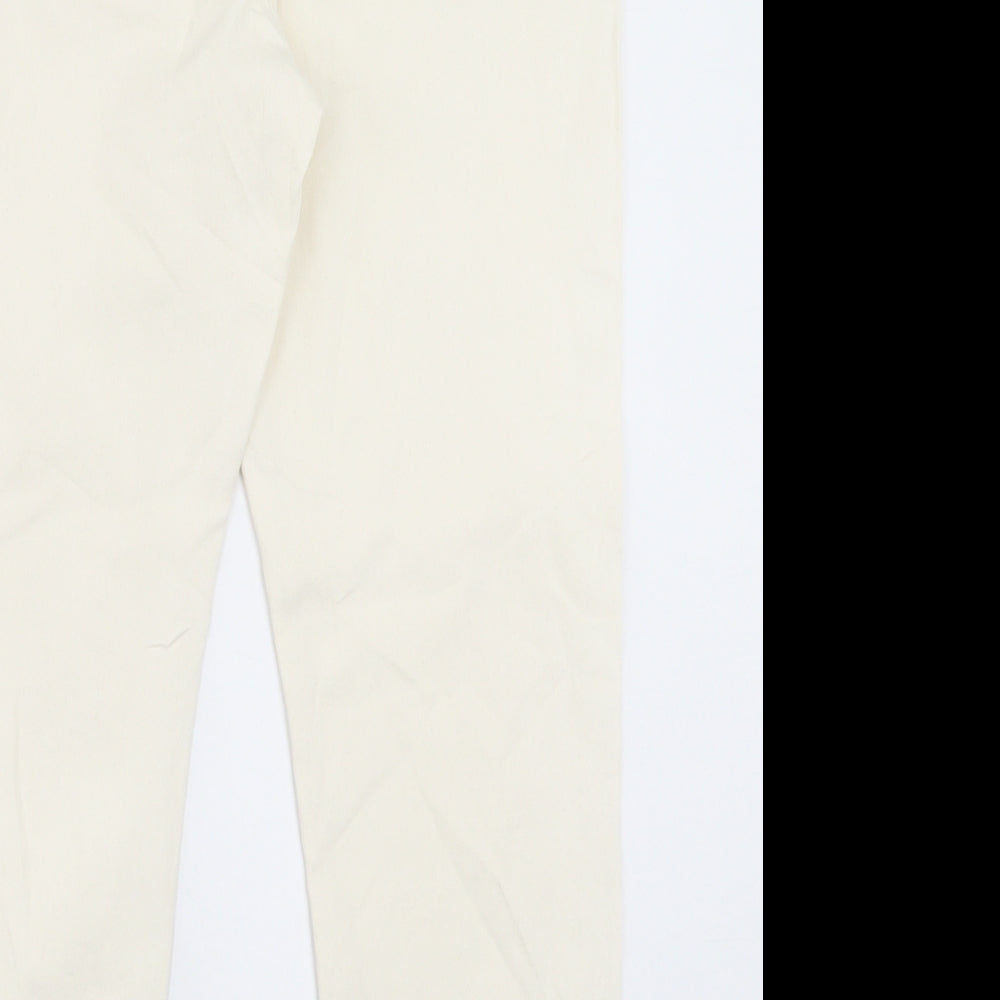 Marks and Spencer Womens Ivory Cotton Straight Jeans Size 18 L26 in Slim Button