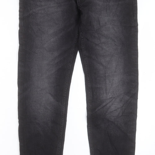 Marks and Spencer Mens Black Cotton Skinny Jeans Size 30 in L31 in Regular Button