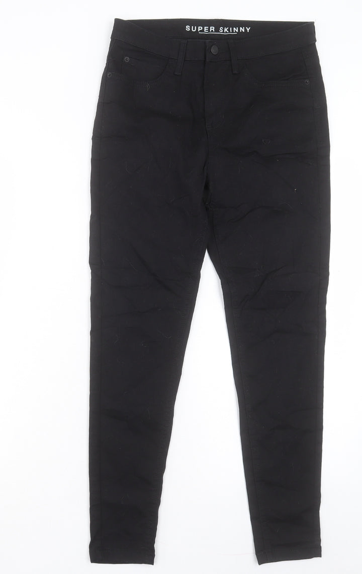 Marks and Spencer Womens Black Cotton Skinny Jeans Size 28 in L27 in Regular Button