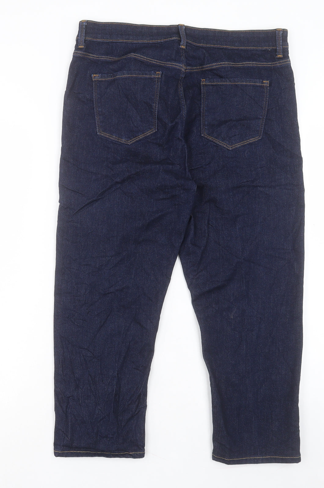 Marks and Spencer Womens Blue Cotton Straight Jeans Size 16 L23 in Regular Button