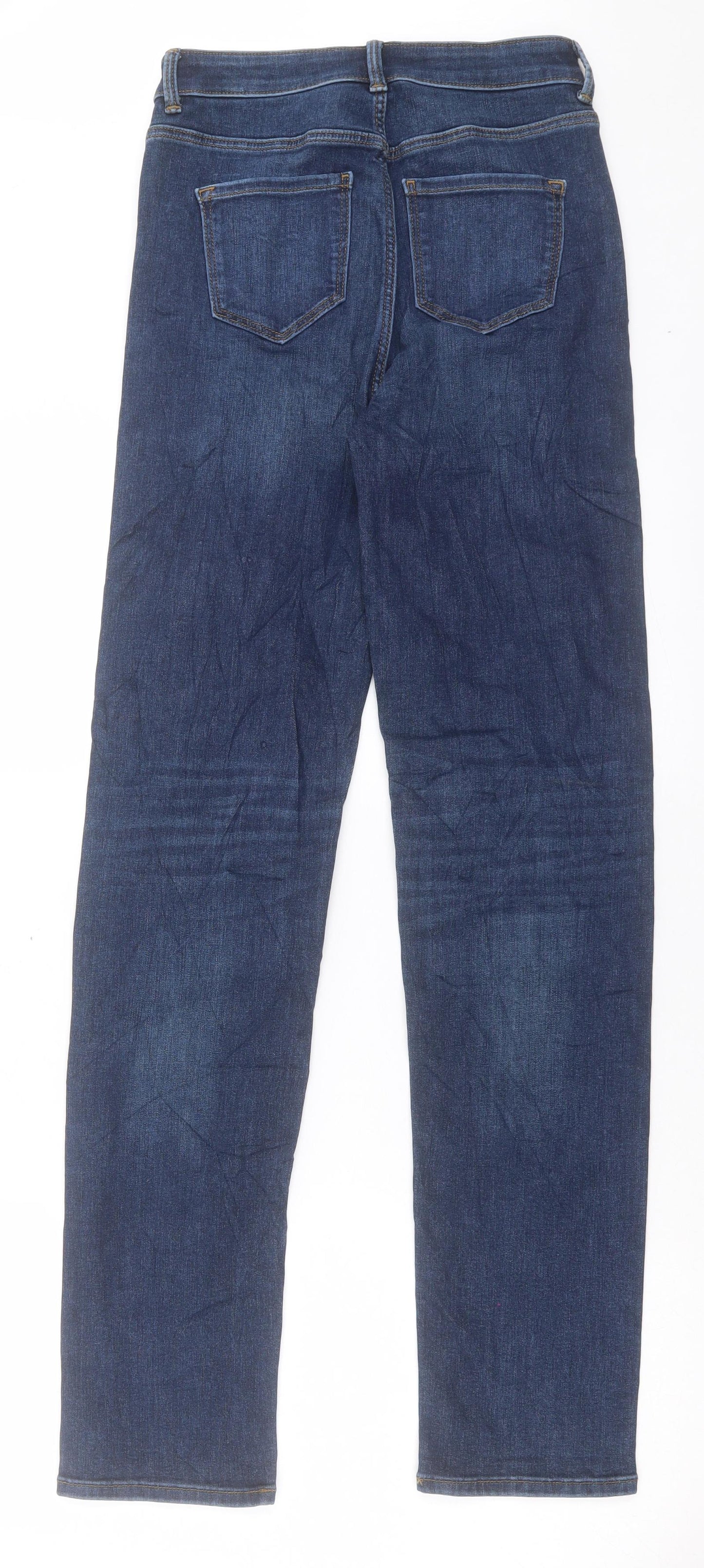 Marks and Spencer Womens Blue Cotton Straight Jeans Size 8 L32 in Regular Button