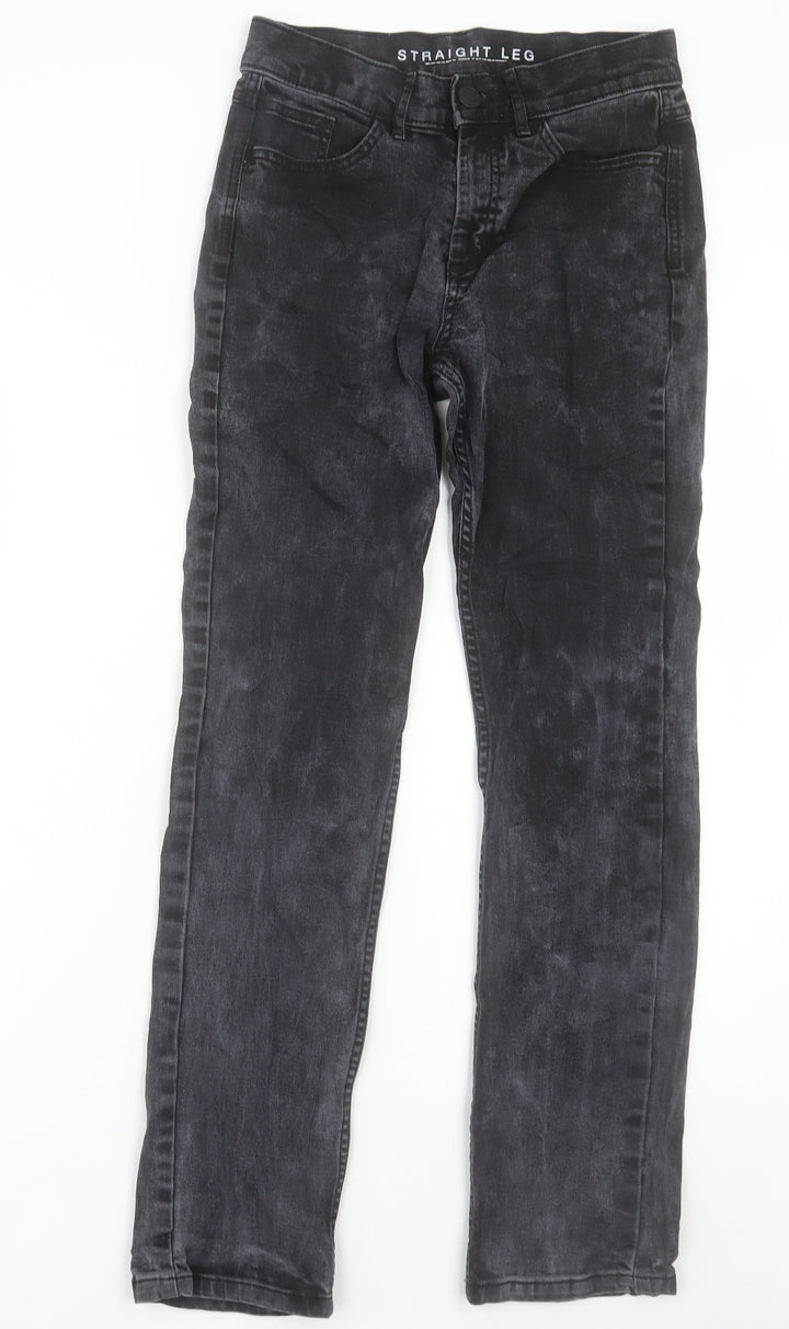 Marks and Spencer Womens Black Cotton Straight Jeans Size 8 L29 in Regular Button