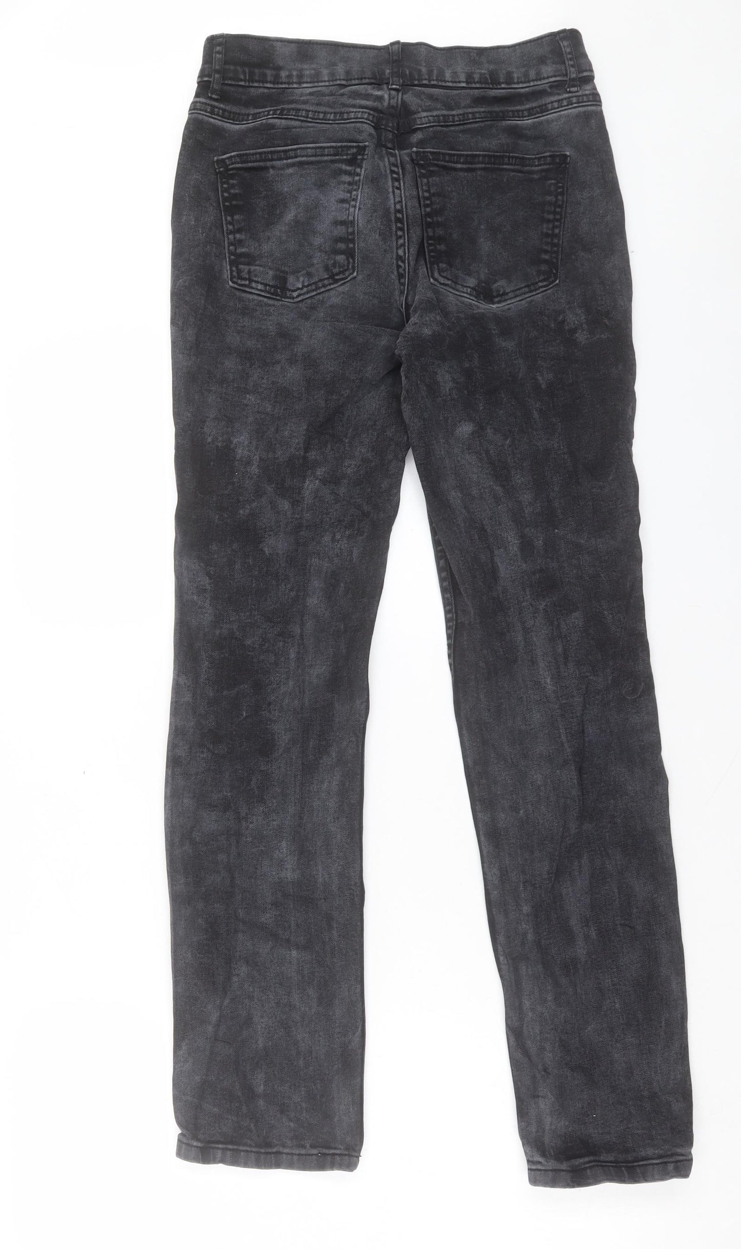 Marks and Spencer Womens Black Cotton Straight Jeans Size 8 L29 in Regular Button