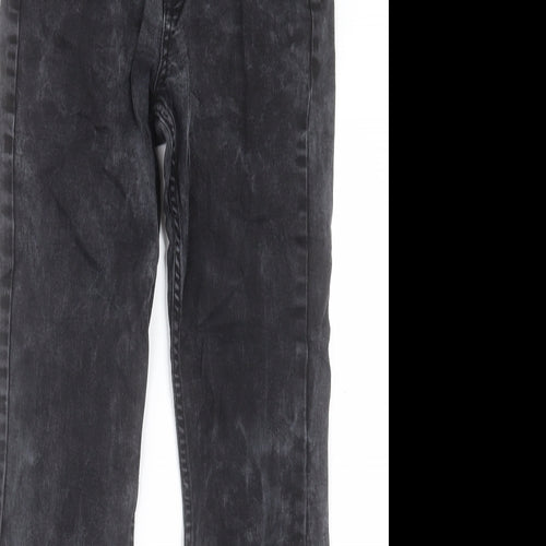 Marks and Spencer Womens Black Cotton Straight Jeans Size 8 L29 in Regular Button