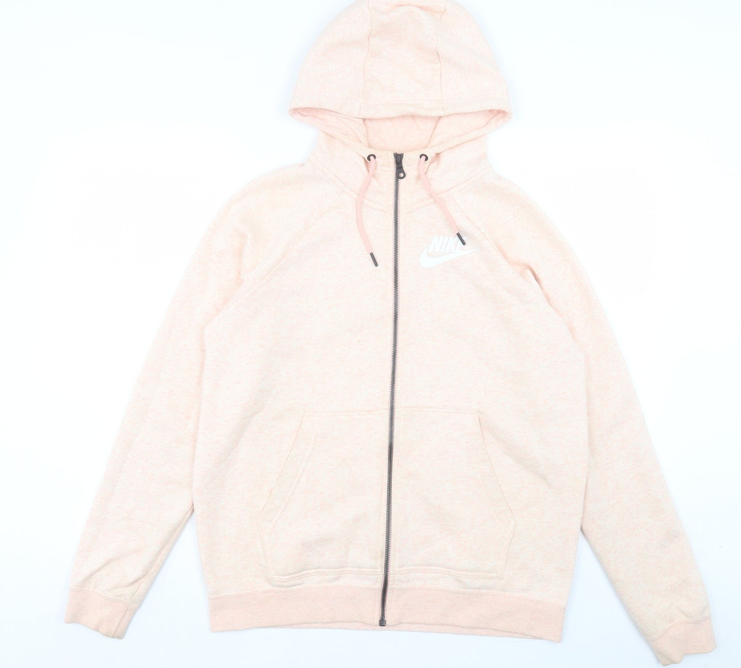 Nike Womens Pink Cotton Full Zip Hoodie Size M Zip