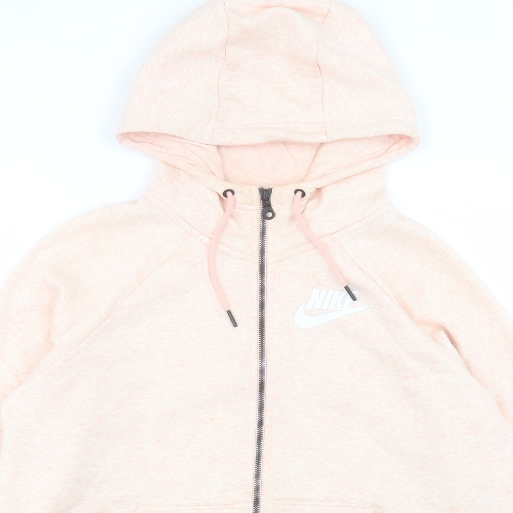 Nike Womens Pink Cotton Full Zip Hoodie Size M Zip
