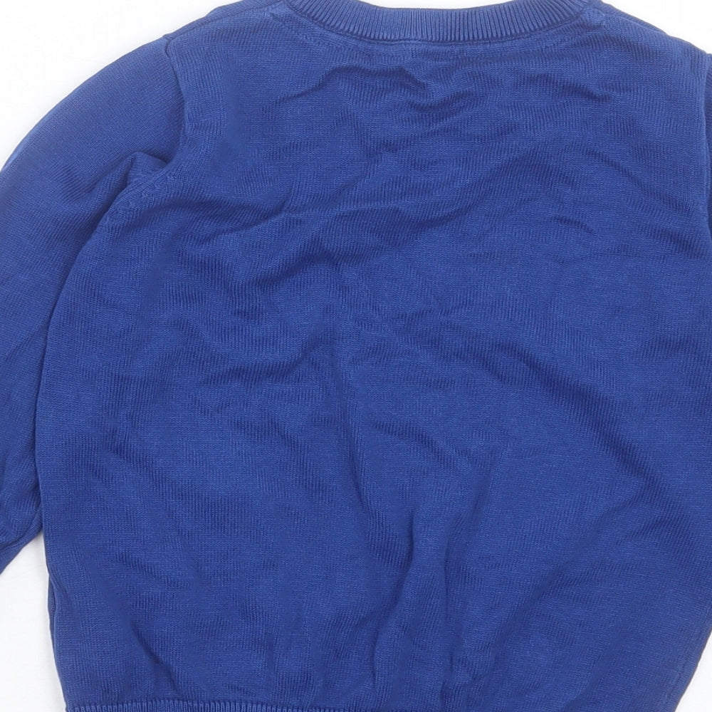 Marks and Spencer Boys Blue V-Neck Cotton Pullover Jumper Size 4-5 Years Pullover - School Wear