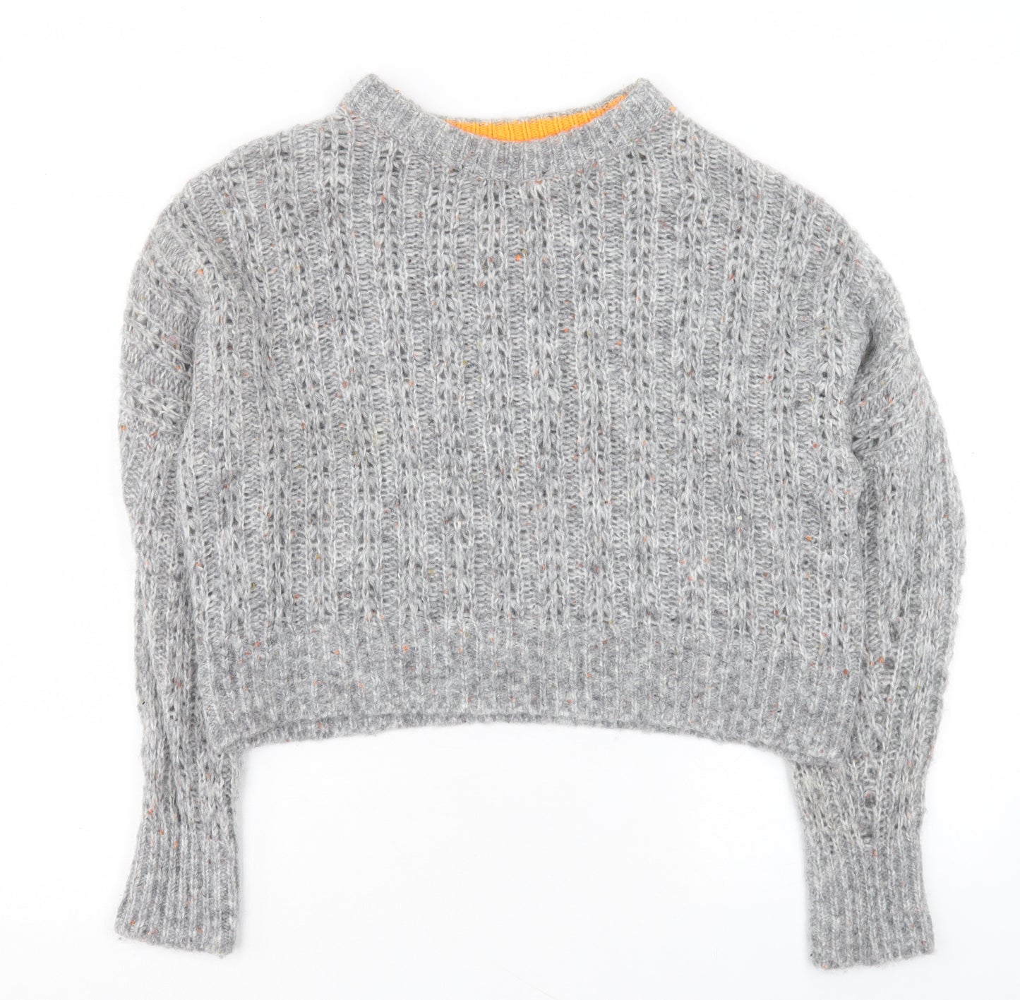 Topshop Womens Grey Crew Neck Acrylic Pullover Jumper Size 12