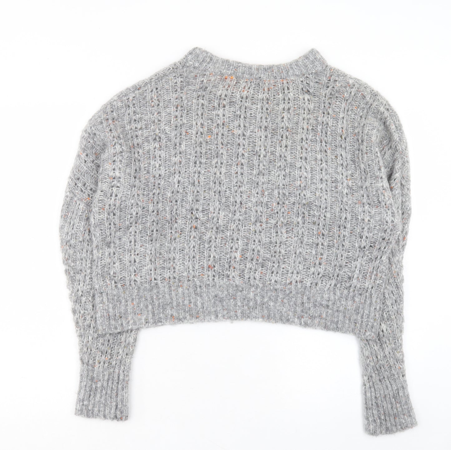 Topshop Womens Grey Crew Neck Acrylic Pullover Jumper Size 12
