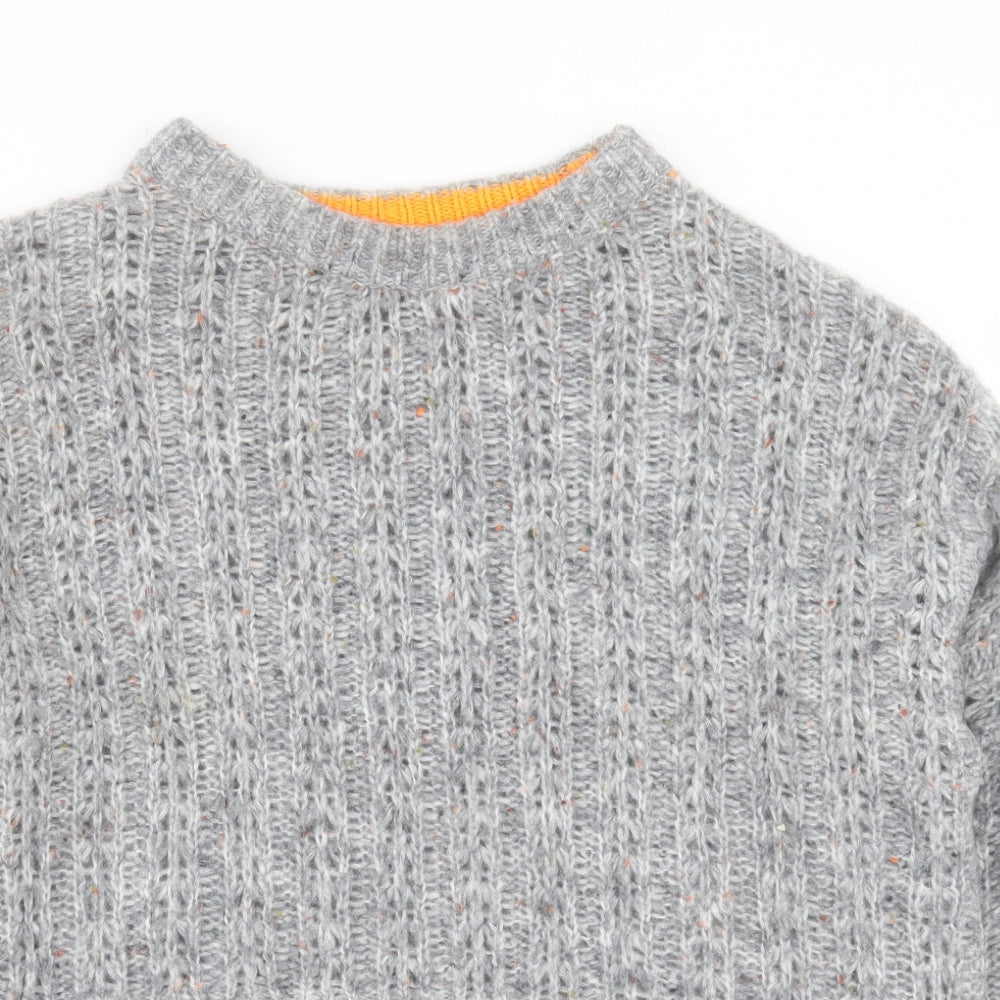 Topshop Womens Grey Crew Neck Acrylic Pullover Jumper Size 12