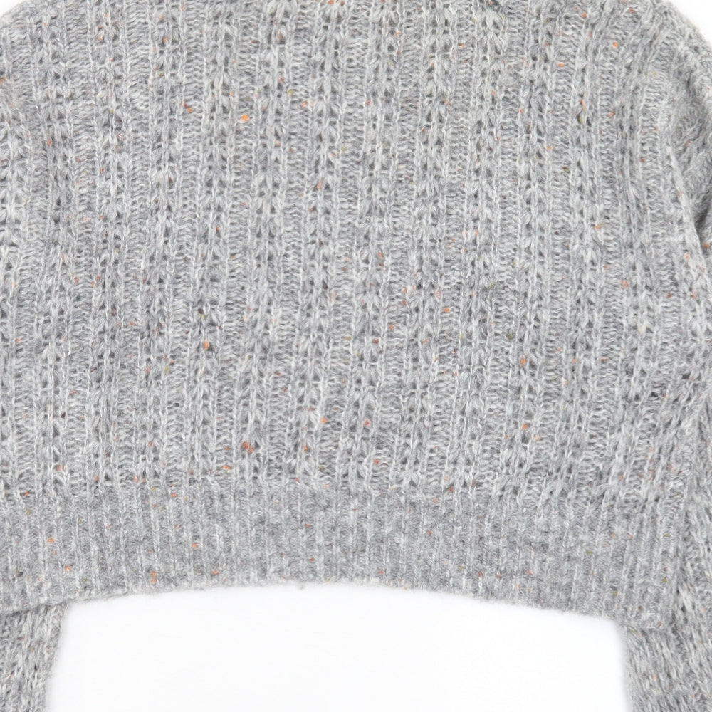 Topshop Womens Grey Crew Neck Acrylic Pullover Jumper Size 12