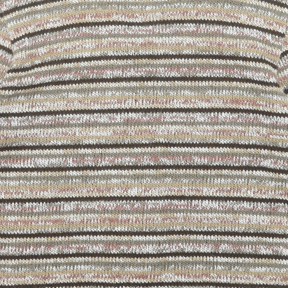 Per Una Womens Brown V-Neck Striped Acrylic Cardigan Jumper Size M