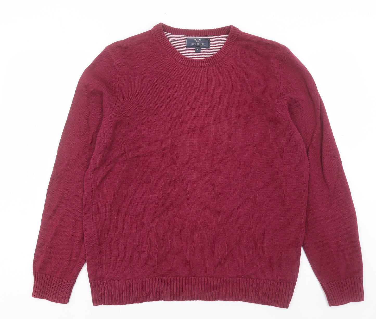 Atlantic Bay Mens Purple Crew Neck Cotton Pullover Jumper Size M