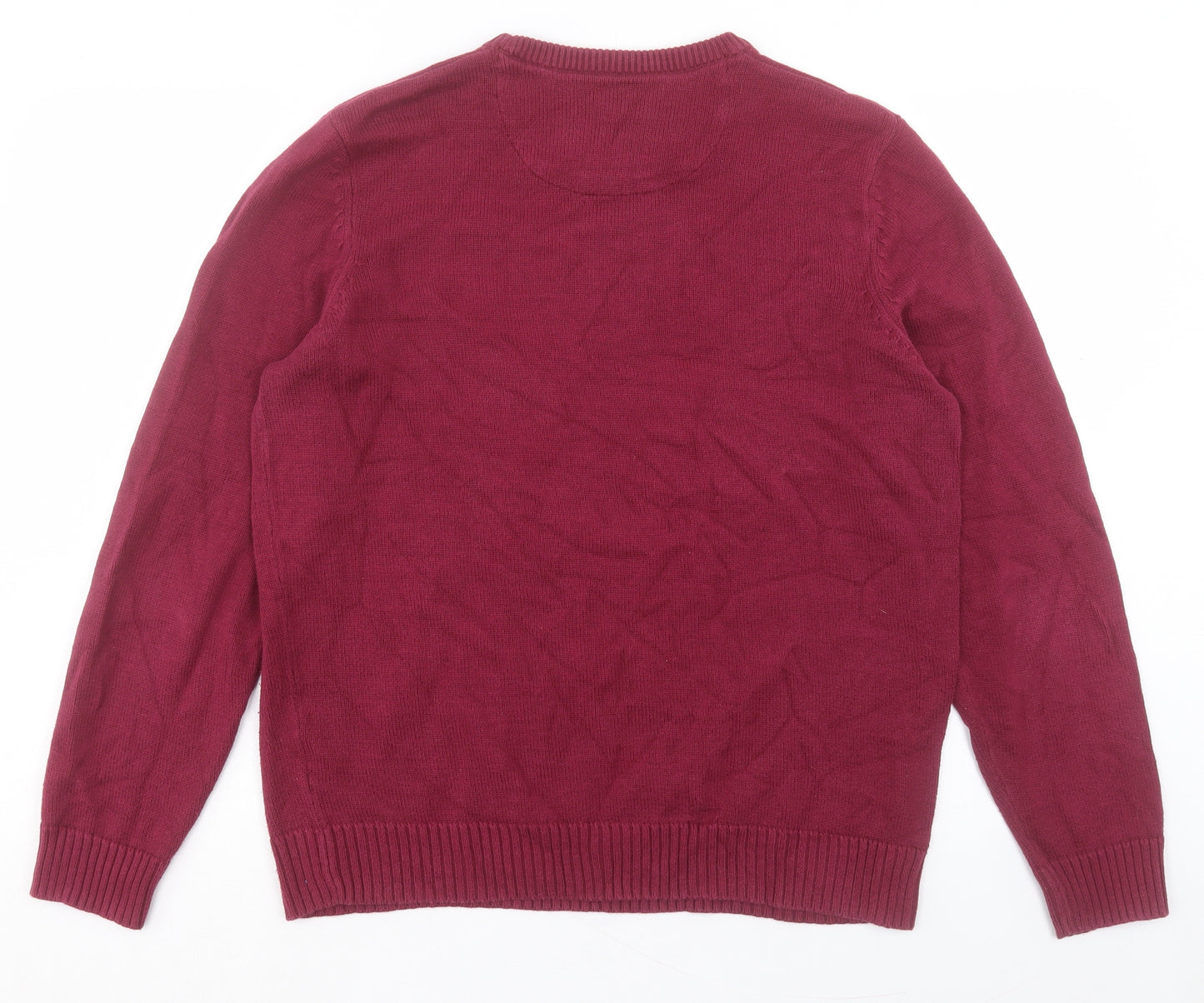 Atlantic Bay Mens Purple Crew Neck Cotton Pullover Jumper Size M