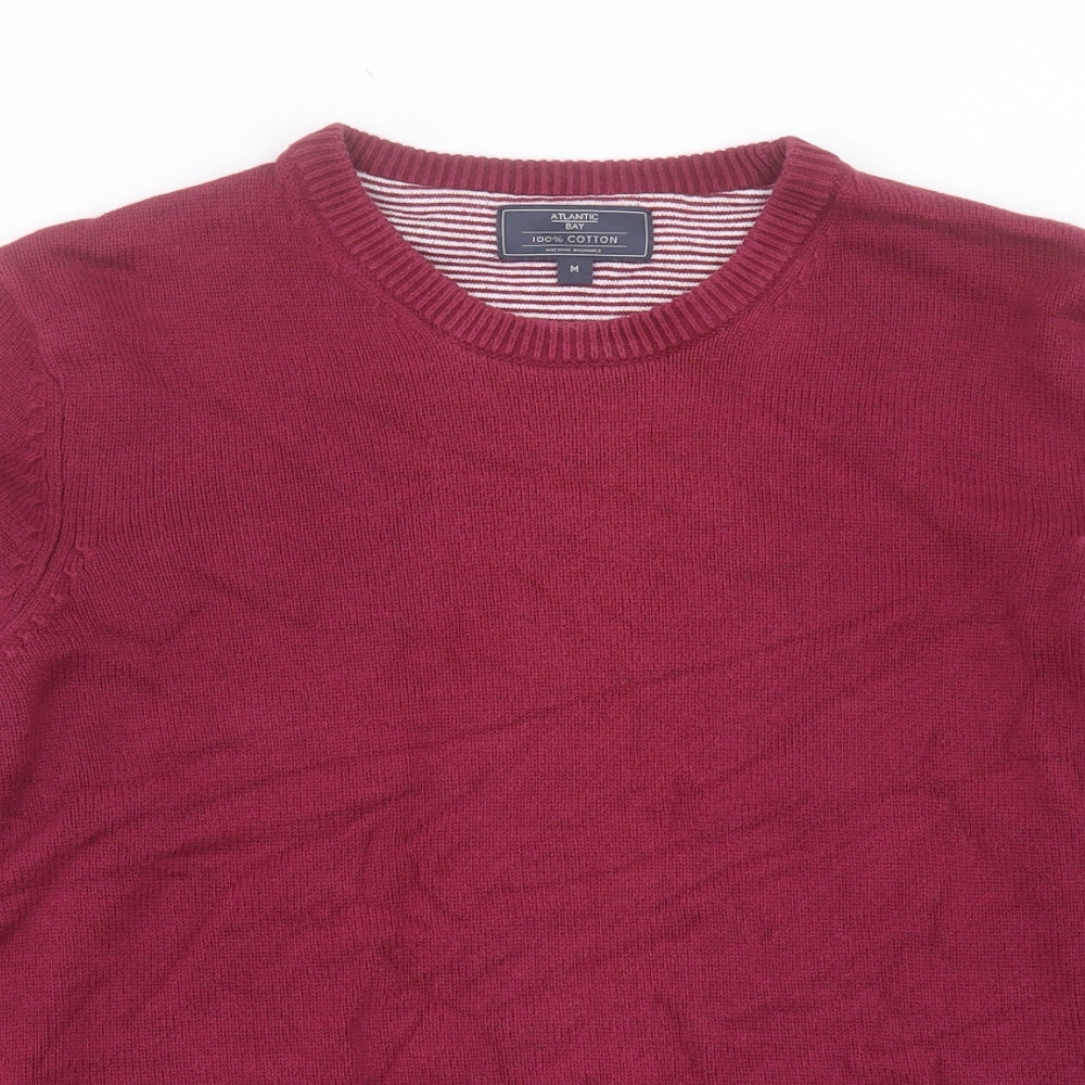 Atlantic Bay Mens Purple Crew Neck Cotton Pullover Jumper Size M