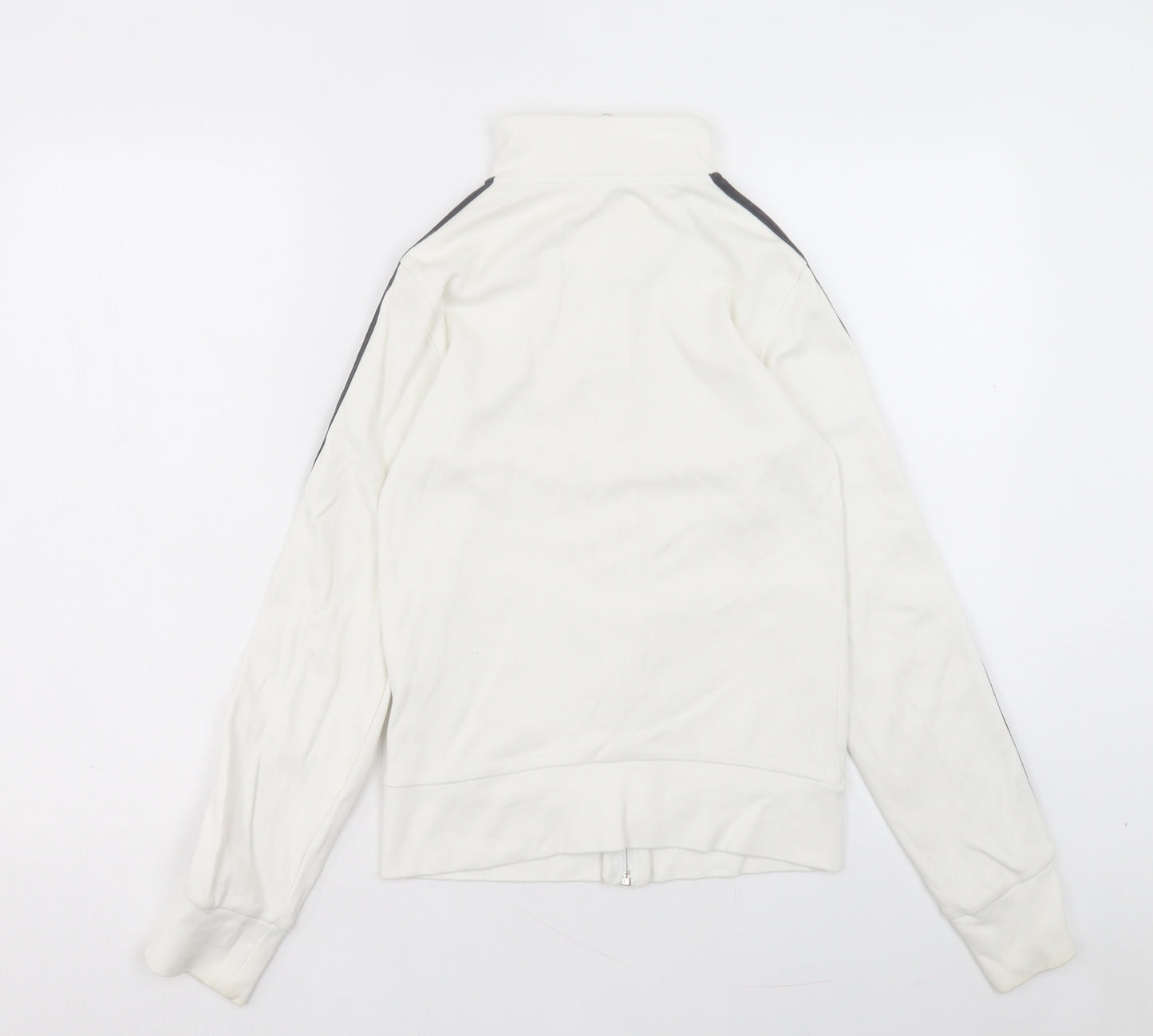 adidas Womens White Striped Cotton Full Zip Sweatshirt Size 8 Zip