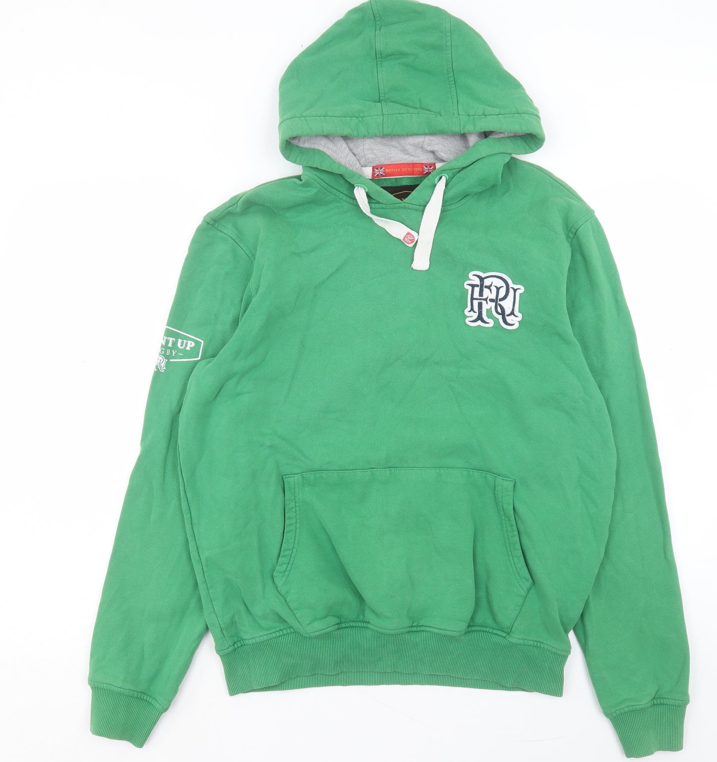 Front Up Rugby Mens Green Cotton Pullover Hoodie Size L