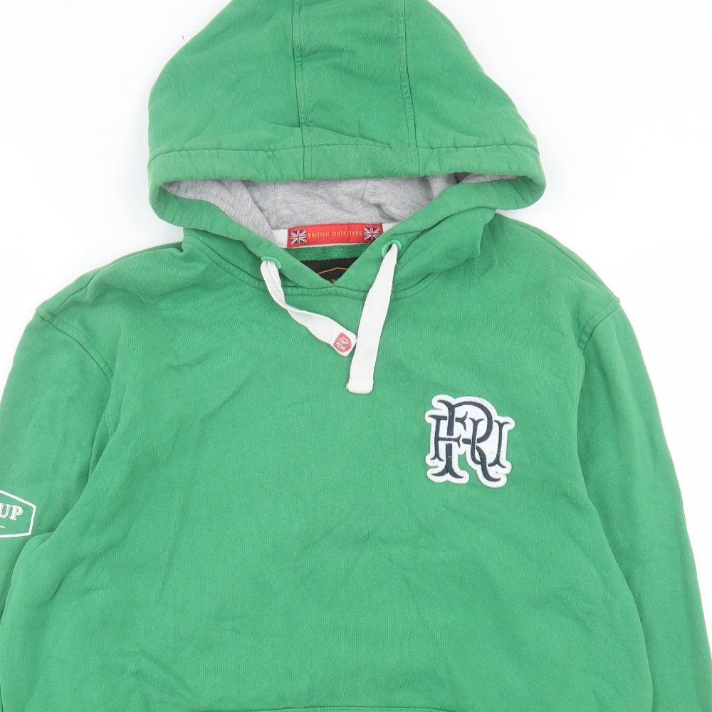Front Up Rugby Mens Green Cotton Pullover Hoodie Size L