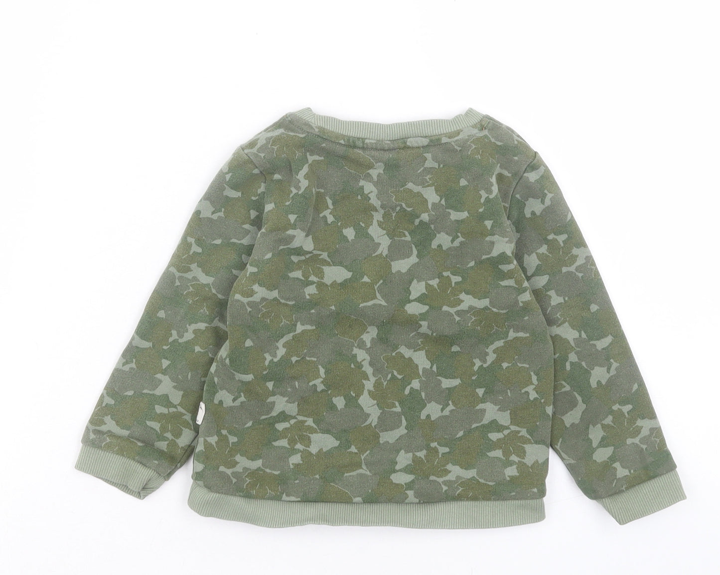 Fat Face Boys Green Camouflage Cotton Pullover Jumper Size 12-18 Months Pullover - Born To Explore