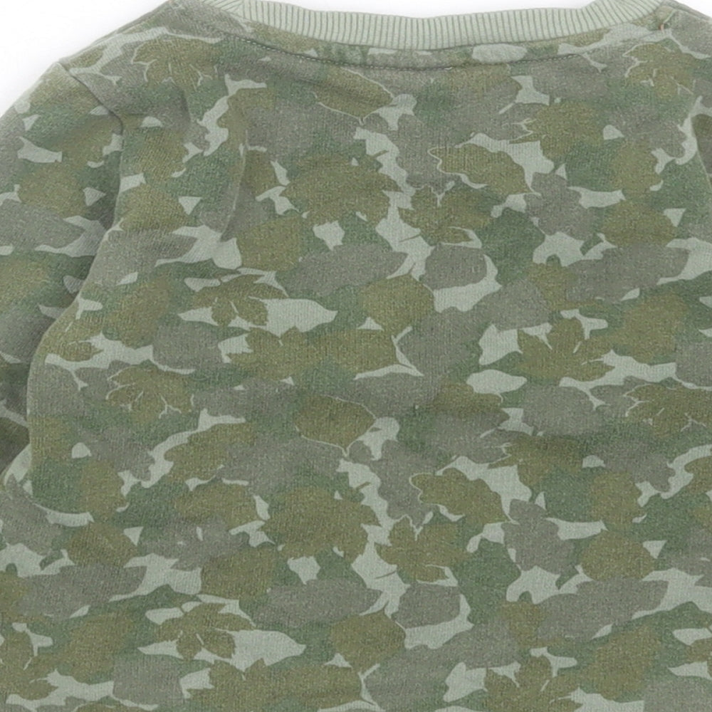 Fat Face Boys Green Camouflage Cotton Pullover Jumper Size 12-18 Months Pullover - Born To Explore