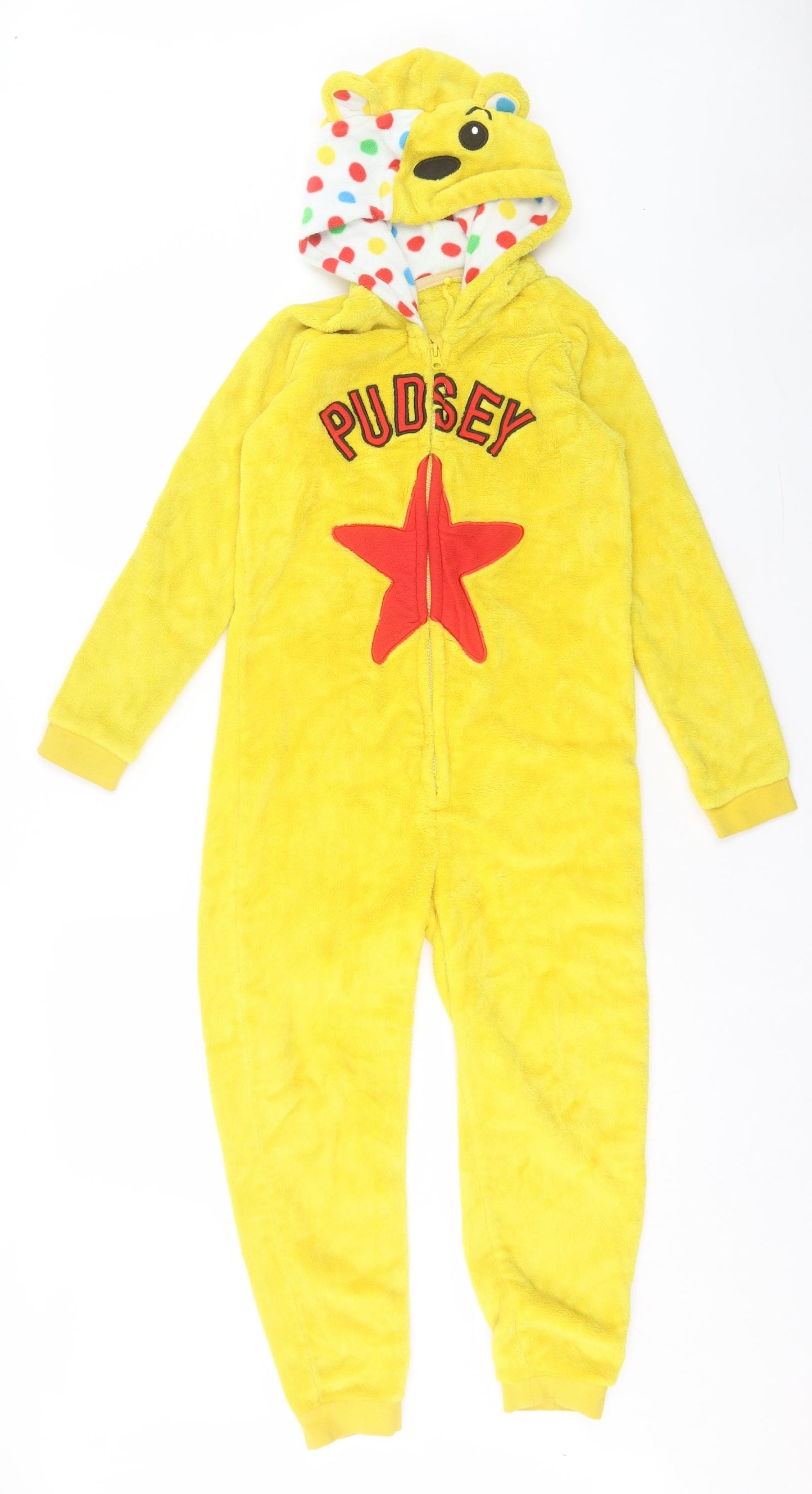 George Boys Yellow Polka Dot Polyester One Piece Size 9-10 Years Zip - Pudsey