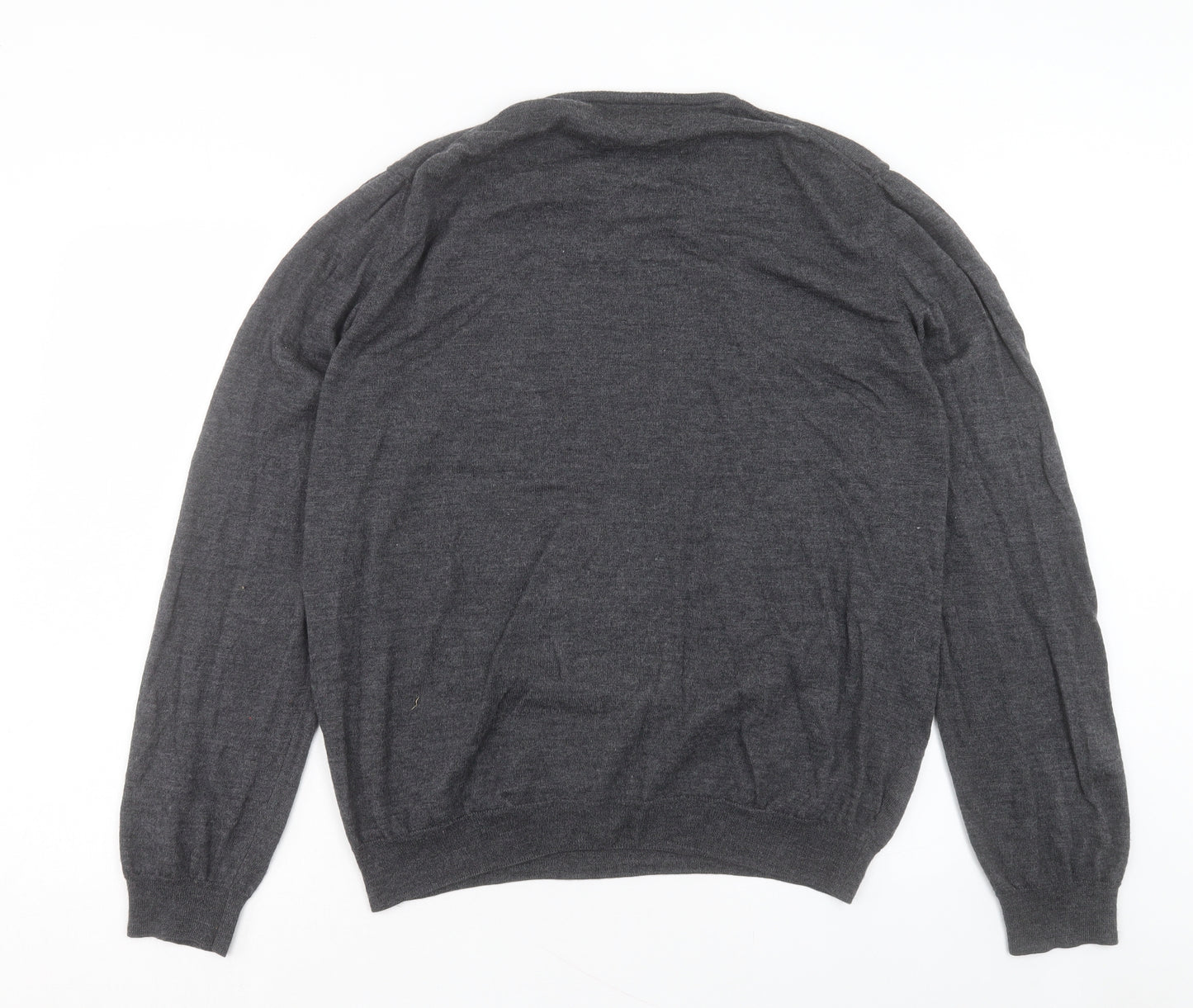 Marks and Spencer Mens Grey V-Neck Wool Pullover Jumper Size 2XL