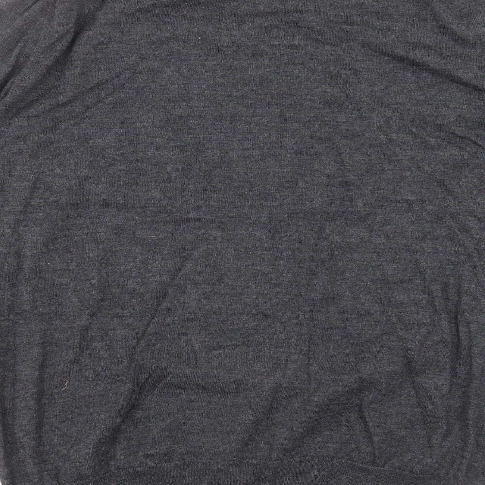 Marks and Spencer Mens Grey V-Neck Wool Pullover Jumper Size 2XL