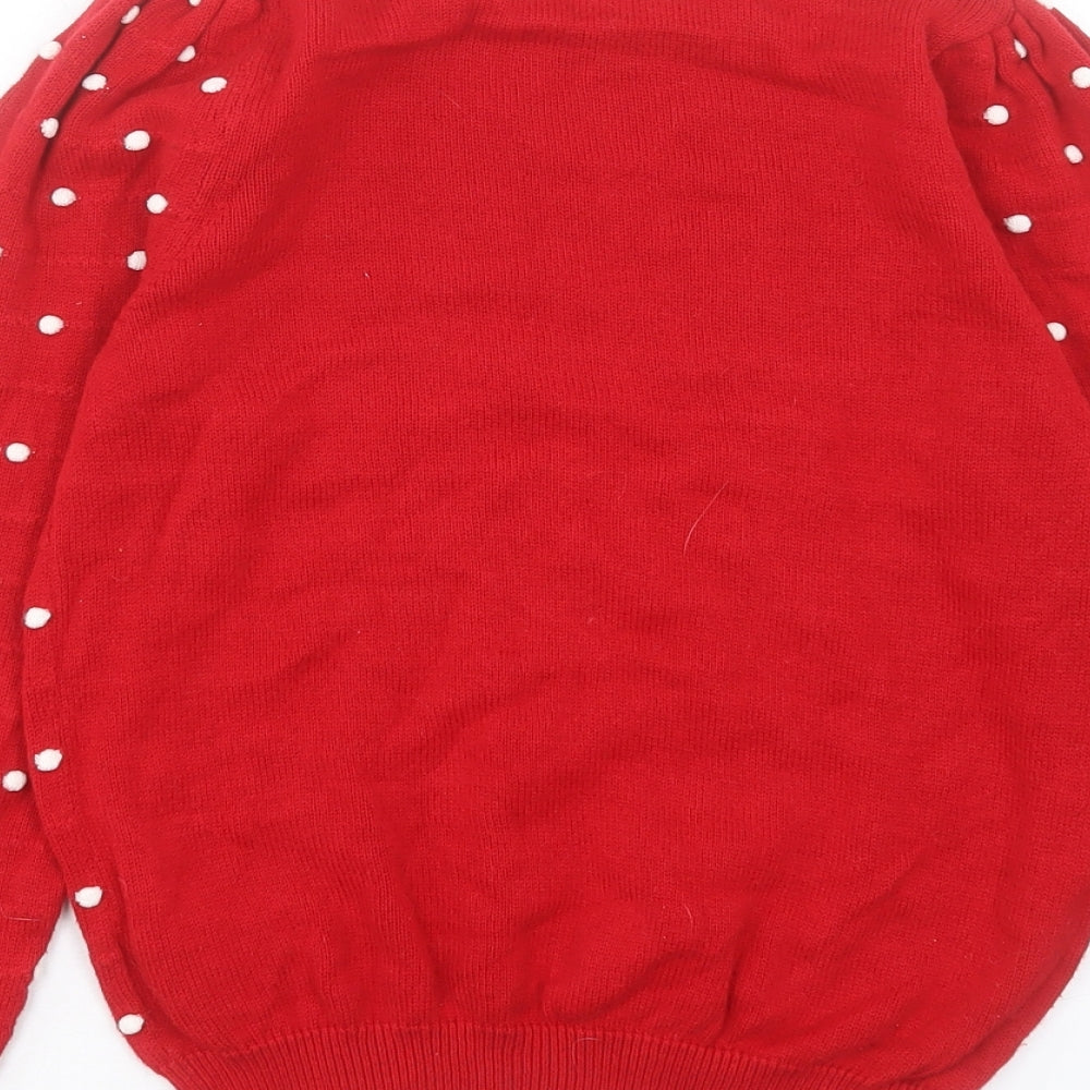 H&M Girls Red Crew Neck Cotton Pullover Jumper Size 8-9 Years Pullover