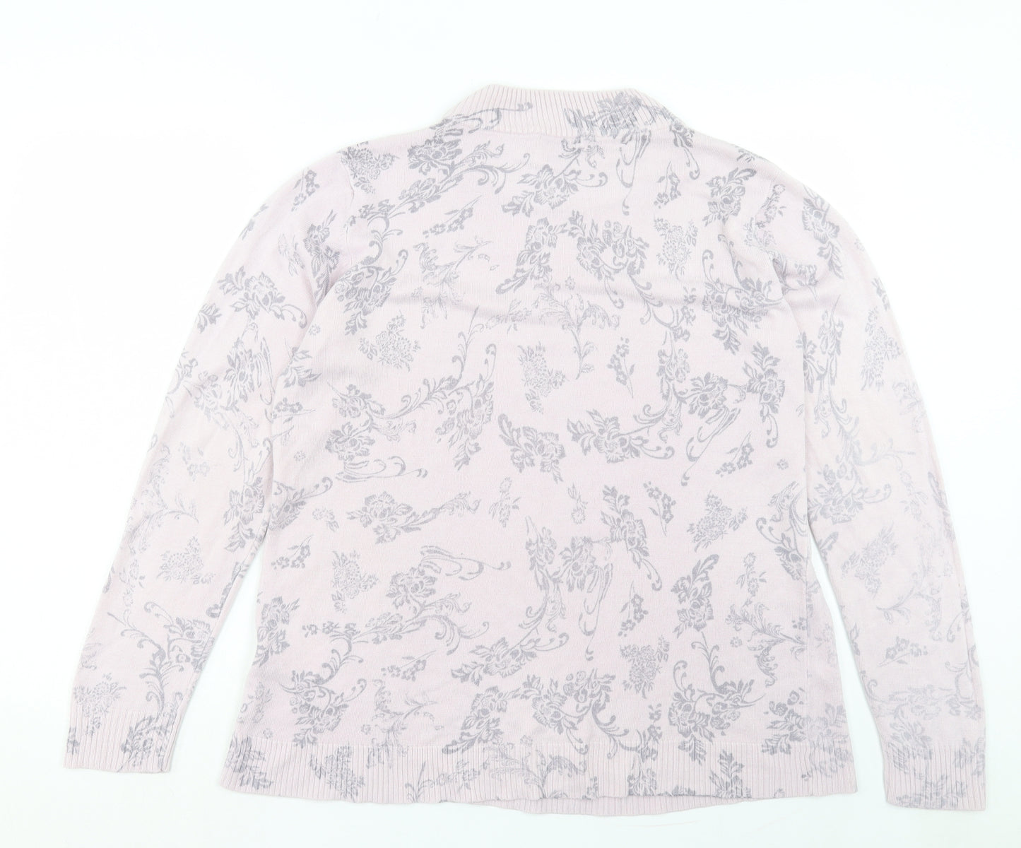 Damart Womens Pink Round Neck Paisley Acrylic Pullover Jumper Size 18