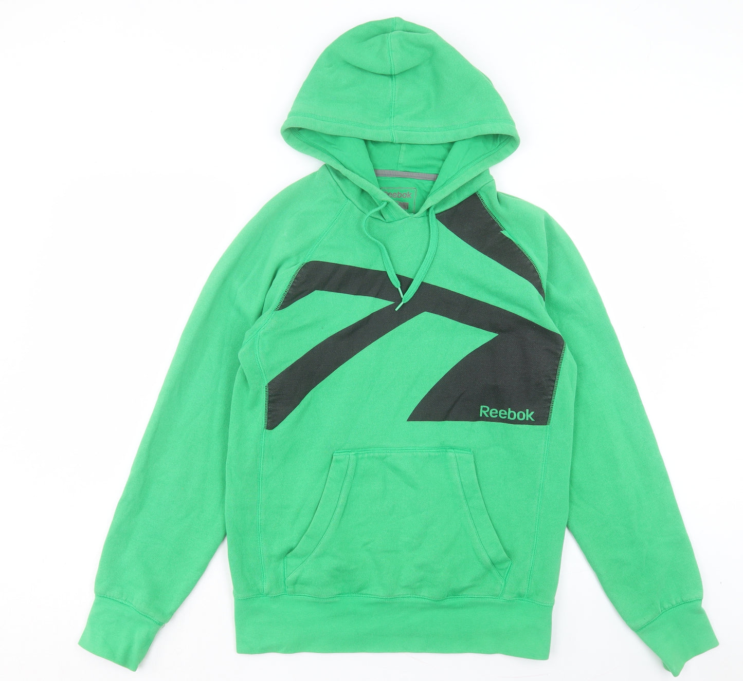 Reebok Mens Green Cotton Pullover Hoodie Size S